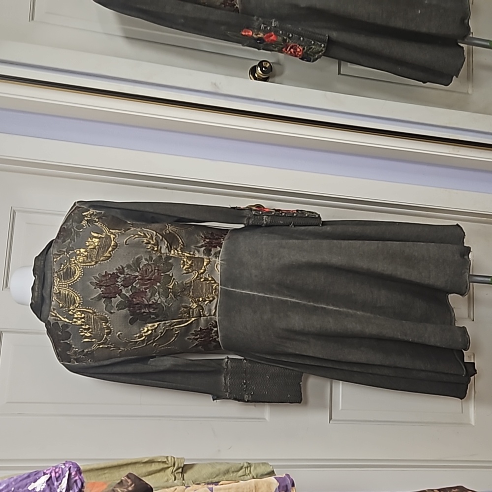 Aratta silent velvet gold brigade swing coat jacket dress